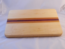Maple Cutting Board With Cherry and Purple Heart Stripes