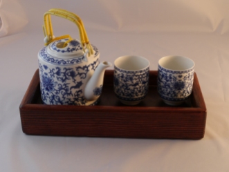 Tea Set and Wooden Tray
